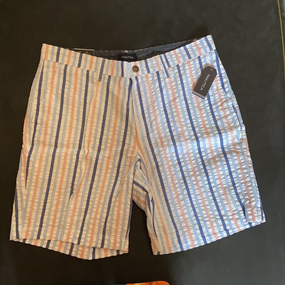 Nautica Classic Fit Seersucker Short 34W/8.5” NWT
